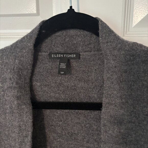 Eileen Fisher 100% merino wool Colorblock Open Cardigan Gray/Cream – S/P nwot - Picture 3 of 9